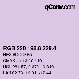 カラーコード: RGB 220 198.8 229.4 | qconv.com