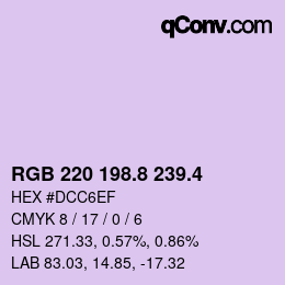 カラーコード: RGB 220 198.8 239.4 | qconv.com