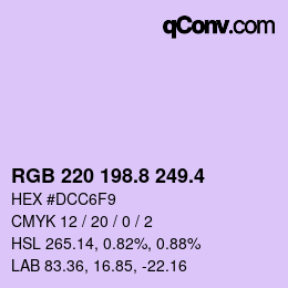 カラーコード: RGB 220 198.8 249.4 | qconv.com