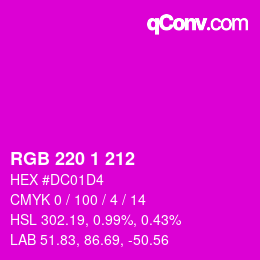 Color code: RGB 220 1 212 | qconv.com