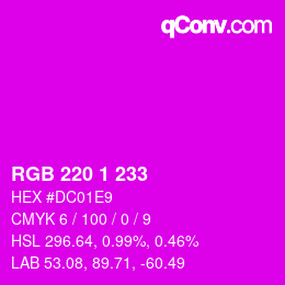 Color code: RGB 220 1 233 | qconv.com