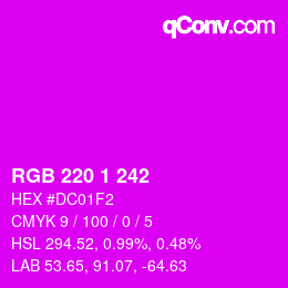 Color code: RGB 220 1 242 | qconv.com