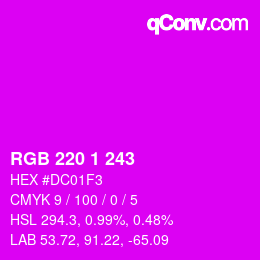 Color code: RGB 220 1 243 | qconv.com
