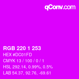 Color code: RGB 220 1 253 | qconv.com