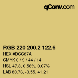 カラーコード: RGB 220 200.2 122.6 | qconv.com