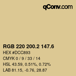 カラーコード: RGB 220 200.2 147.6 | qconv.com