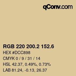 カラーコード: RGB 220 200.2 152.6 | qconv.com