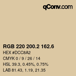 カラーコード: RGB 220 200.2 162.6 | qconv.com