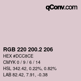 カラーコード: RGB 220 200.2 206 | qconv.com