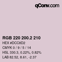 カラーコード: RGB 220 200.2 210 | qconv.com