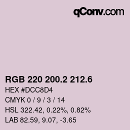 カラーコード: RGB 220 200.2 212.6 | qconv.com