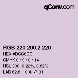 カラーコード: RGB 220 200.2 220 | qconv.com