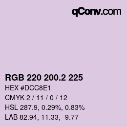 カラーコード: RGB 220 200.2 225 | qconv.com