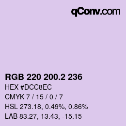 カラーコード: RGB 220 200.2 236 | qconv.com