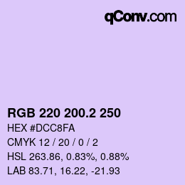 カラーコード: RGB 220 200.2 250 | qconv.com