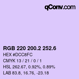カラーコード: RGB 220 200.2 252.6 | qconv.com