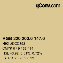 カラーコード: RGB 220 200.6 147.6 | qconv.com