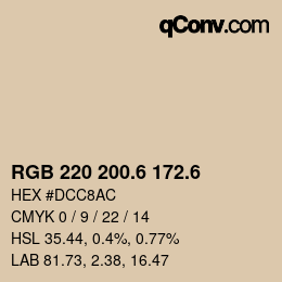 カラーコード: RGB 220 200.6 172.6 | qconv.com