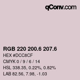 カラーコード: RGB 220 200.6 207.6 | qconv.com