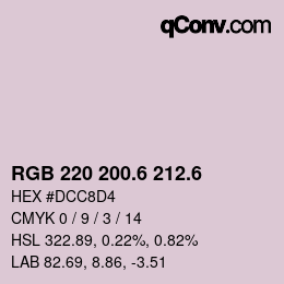 カラーコード: RGB 220 200.6 212.6 | qconv.com