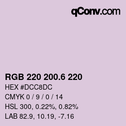 カラーコード: RGB 220 200.6 220 | qconv.com
