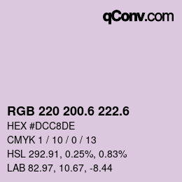 カラーコード: RGB 220 200.6 222.6 | qconv.com