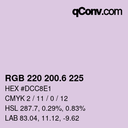 カラーコード: RGB 220 200.6 225 | qconv.com