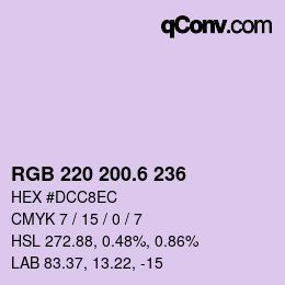カラーコード: RGB 220 200.6 236 | qconv.com