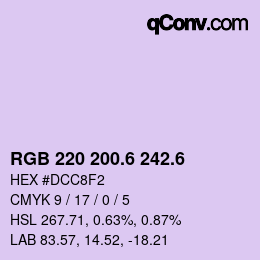 カラーコード: RGB 220 200.6 242.6 | qconv.com