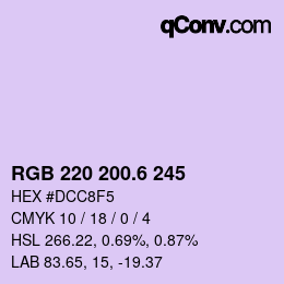 カラーコード: RGB 220 200.6 245 | qconv.com