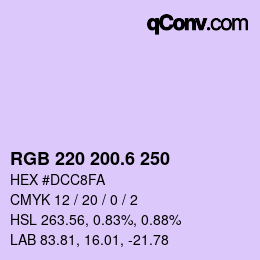 カラーコード: RGB 220 200.6 250 | qconv.com