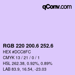 カラーコード: RGB 220 200.6 252.6 | qconv.com