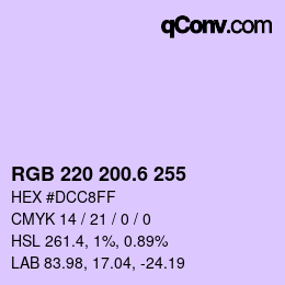 カラーコード: RGB 220 200.6 255 | qconv.com