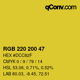 Color code: RGB 220 200 47 | qconv.com