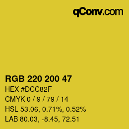 Color code: RGB 220 200 47 | qconv.com