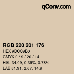 Color code: RGB 220 201 176 | qconv.com