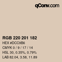 Color code: RGB 220 201 182 | qconv.com