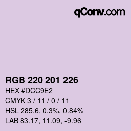 Color code: RGB 220 201 226 | qconv.com