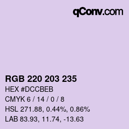 Color code: RGB 220 203 235 | qconv.com