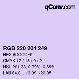 Color code: RGB 220 204 249 | qconv.com