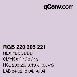 Color code: RGB 220 205 221 | qconv.com