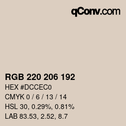 Color code: RGB 220 206 192 | qconv.com