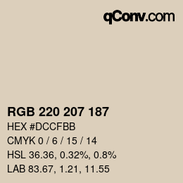 Color code: RGB 220 207 187 | qconv.com