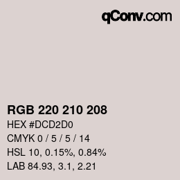 颜色代码: RGB 220 210 208 | qconv.com