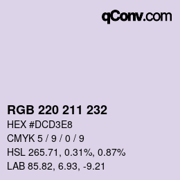 Color code: RGB 220 211 232 | qconv.com