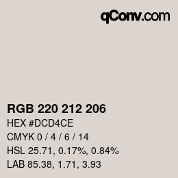 Color code: RGB 220 212 206 | qconv.com