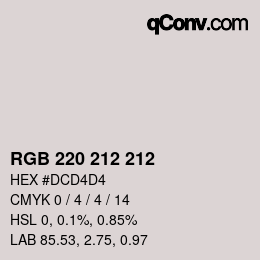 颜色代码: RGB 220 212 212 | qconv.com