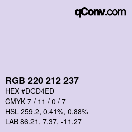 颜色代码: RGB 220 212 237 | qconv.com