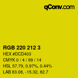 Color code: RGB 220 212 3 | qconv.com