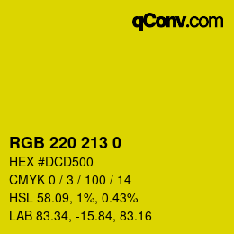 Color code: RGB 220 213 0 | qconv.com